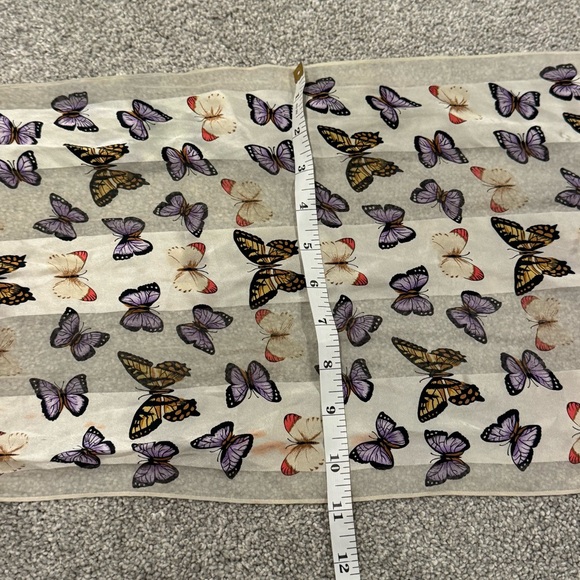 Echo 100% silk white purple butterfly print scarf EUC - Picture 6 of 8